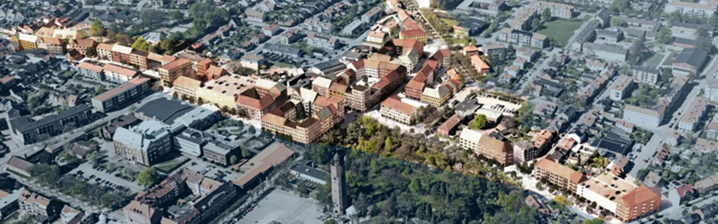 Illustration som visar stadsomvandlingen på övre- och stadsparkskvarteren