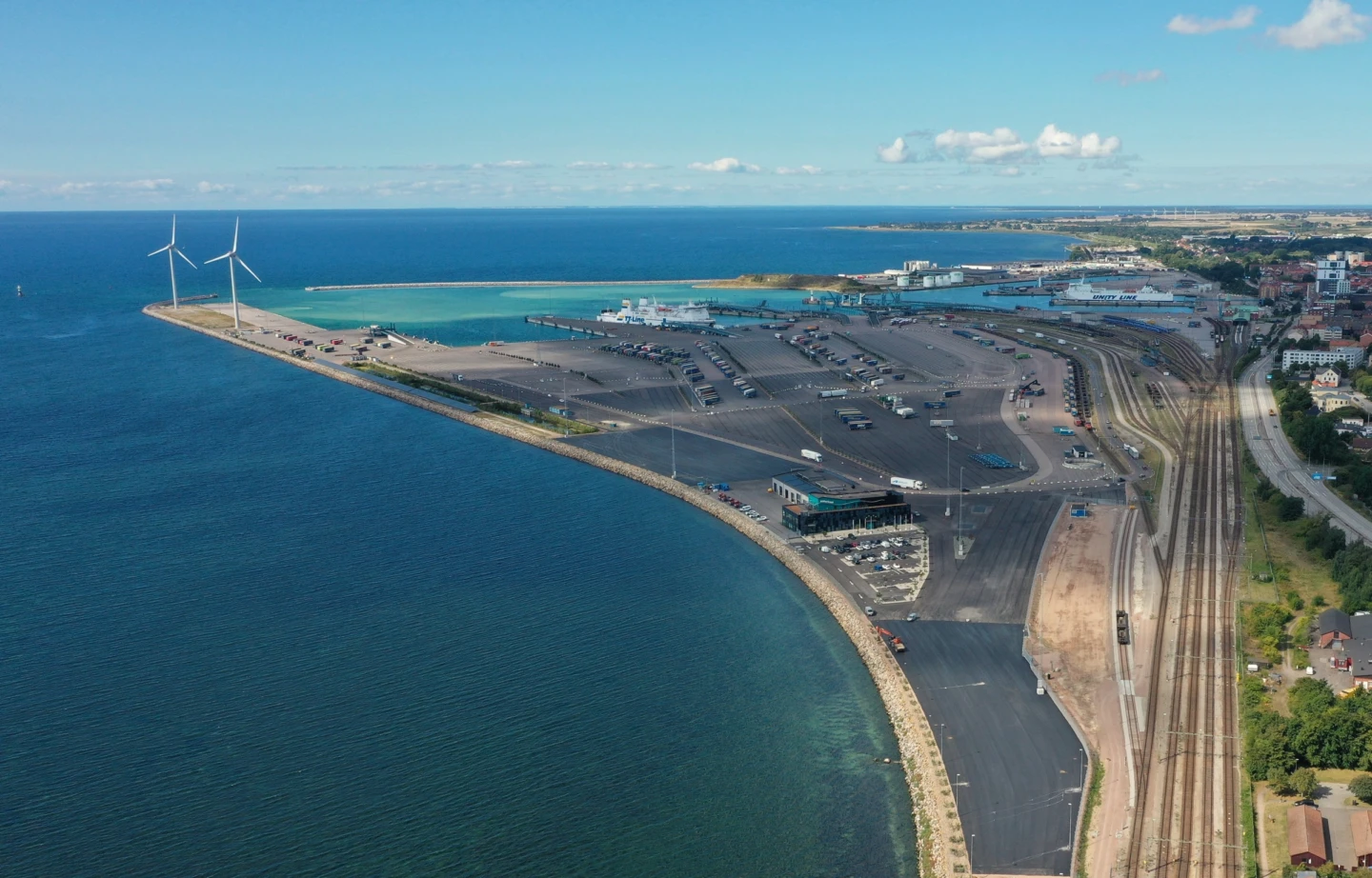 Flygbild över Trelleborgs hamn