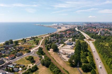 Drönarfoto över hamninfarten