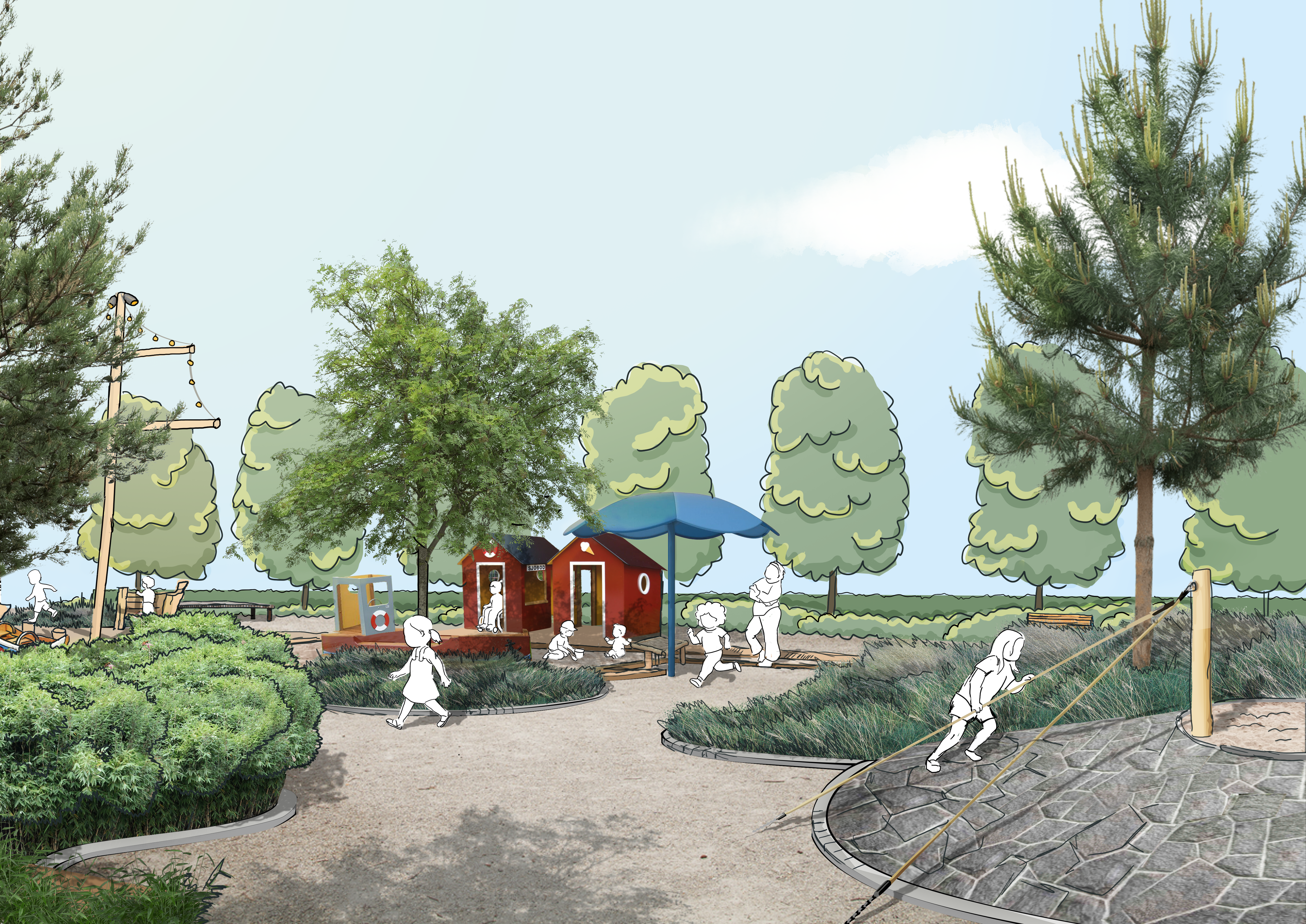 Illustration sandlåda Hela havet stormar