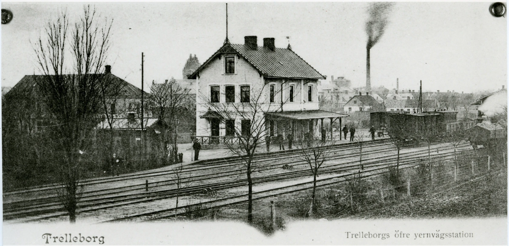 Gammalt foto på Trelleborgs övre järnvägsstation.