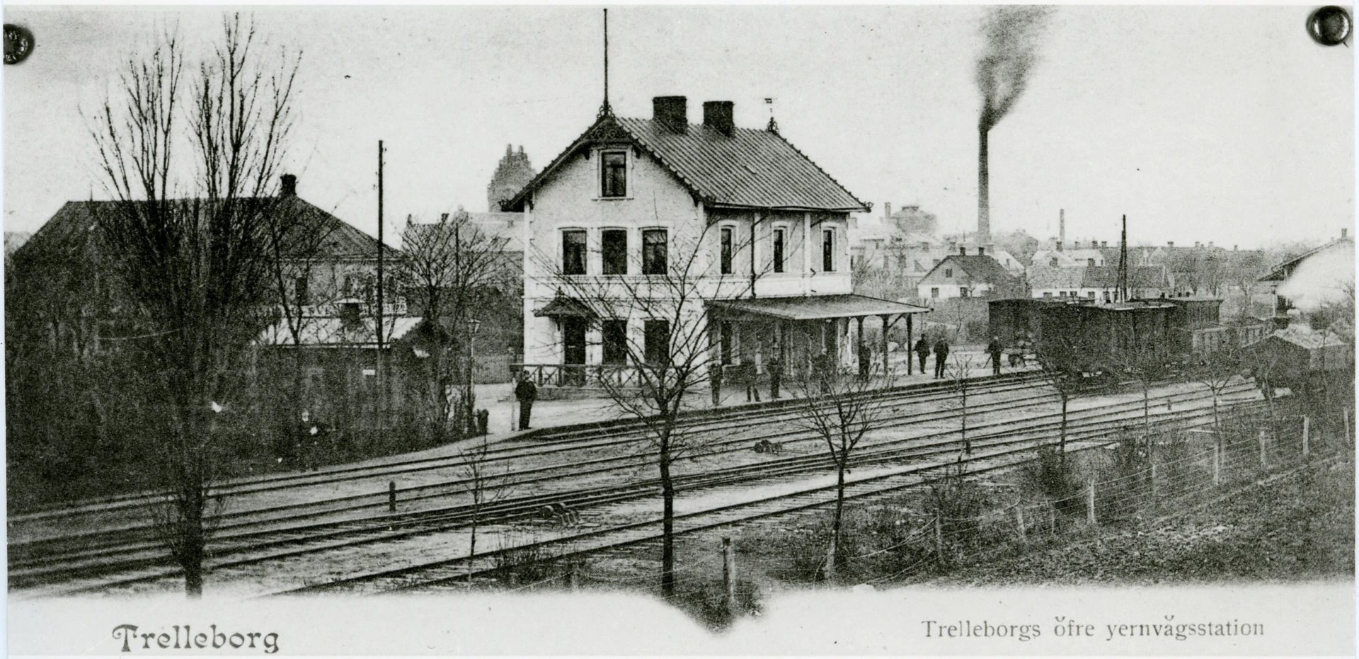 Gammalt foto på Trelleborgs övre järnvägsstation.