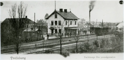 Gammalt foto på Trelleborgs övre järnvägsstation.