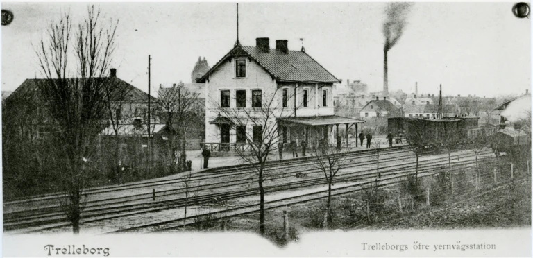 Gammalt foto på Trelleborgs övre järnvägsstation.