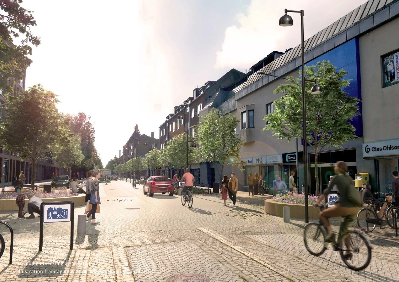 visualisering av nygatan från väster med cyklister
